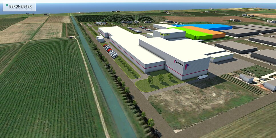 Mehr als 90 Millionen Euro wird Progroup in das Werk investieren und knapp 65 neue Arbeitsplätze schaffen. Visualisierung: Bergmeister